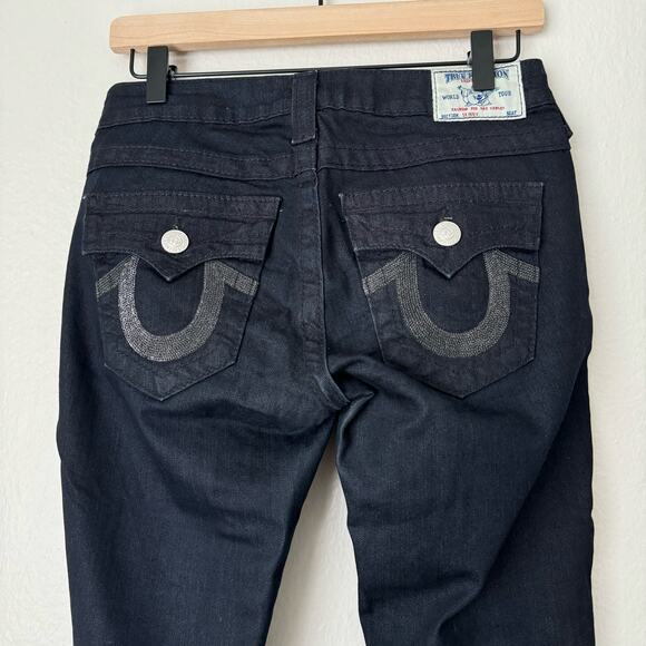 Vintage Y2K True Religion Womens Dark Skinny Jean Rhinestone Denim Pants Size 26 - Picture 8 of 11